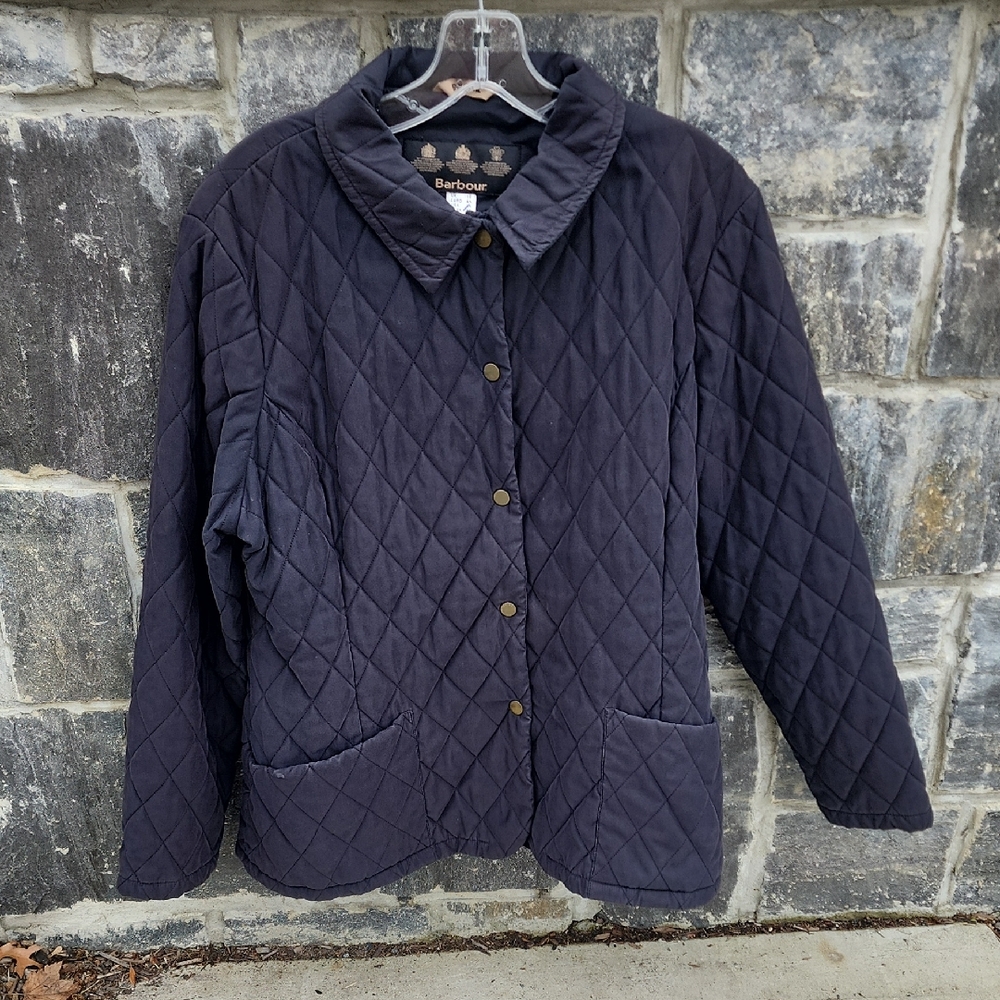 Barbour L16 Shaped Microfibre Quilted Short Jacket with Patch Pockets US Size 14